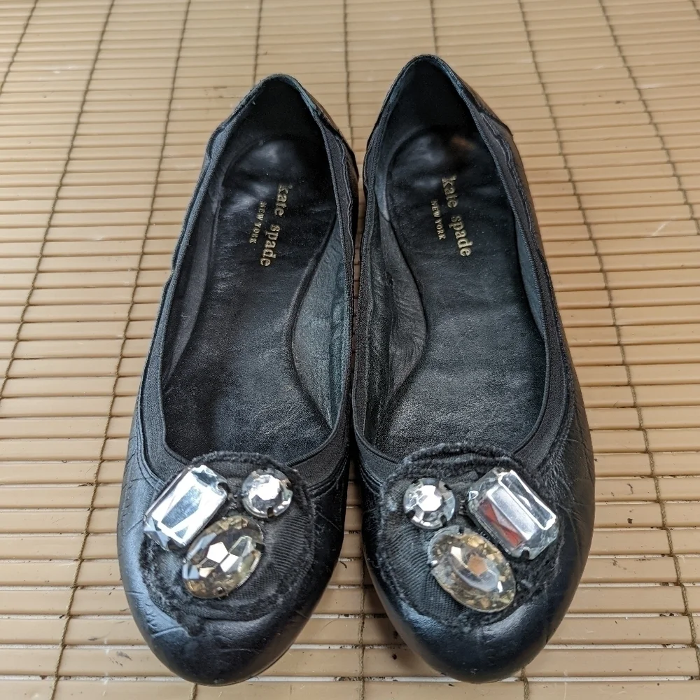 KATE SPADE NEW YORK FAITH bejeweled rhinestone alligator print black leather bal